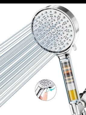 New Bobbe 6-Spray Filtered Shower Head in Matte Black